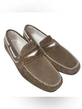 Florsheim Suede Leather Motor Moc Toe Driving Loafers  Size 7 US 40 EU Taupe